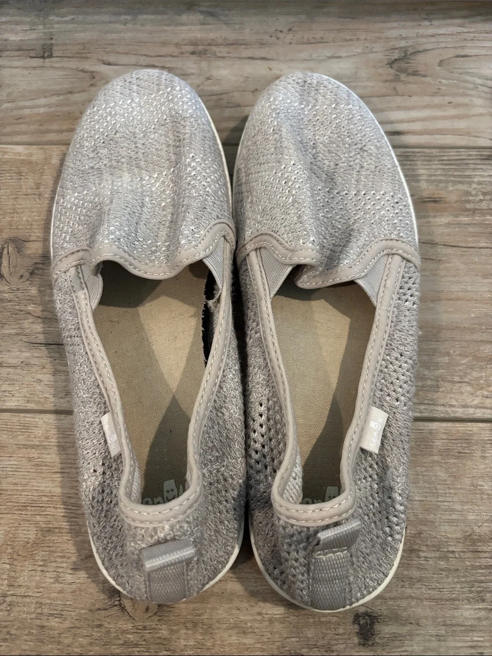 Sanuk Women's Slip-On Knit Sneakers - Light Beige - Picture 3 of 8